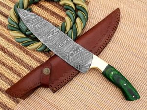 New Hand Made Heavy Duty Damasks Chef Knife With Leather Sheath