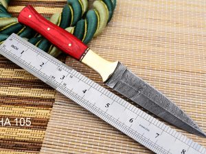 Forged Damascus Steel Boot Throwing Dagger Hunting Knife